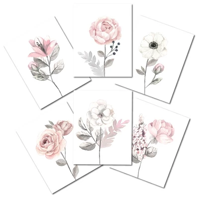 Lambs & Ivy Watercolor Floral Unframed Nursery Child Wall Art 6pc - Pink/Gray 1 Lambs & Ivy Watercolor Floral Unframed Nursery Child Wall Art 6pc - Pink/Gray
