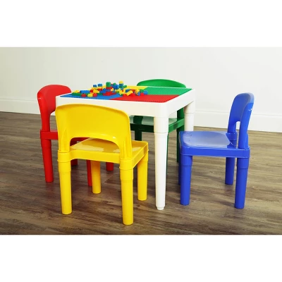 5pc 2 In 1 Square Plastic Activity Table And Chair Set - Humble Crew 4 5pc 2 In 1 Square Plastic Activity Table And Chair Set - Humble Crew - Image 4