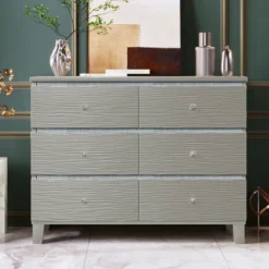 Cassio 47.3"W X 15.4"D X 35.6”H Horizontal Dressers 6 Drawers Metal Slides Crystal Handle With Rubber Wood Legs Accent Cabinet-Maison Boucle -Delta Children Sales Store GUEST ff298328 e568 41d5 92b0 2ec0b74ca387